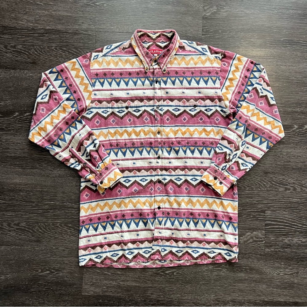 VTG Aztec 100% Cotton Men's Button Down